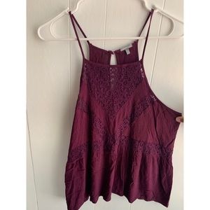 Purple See-Through Lace Tank